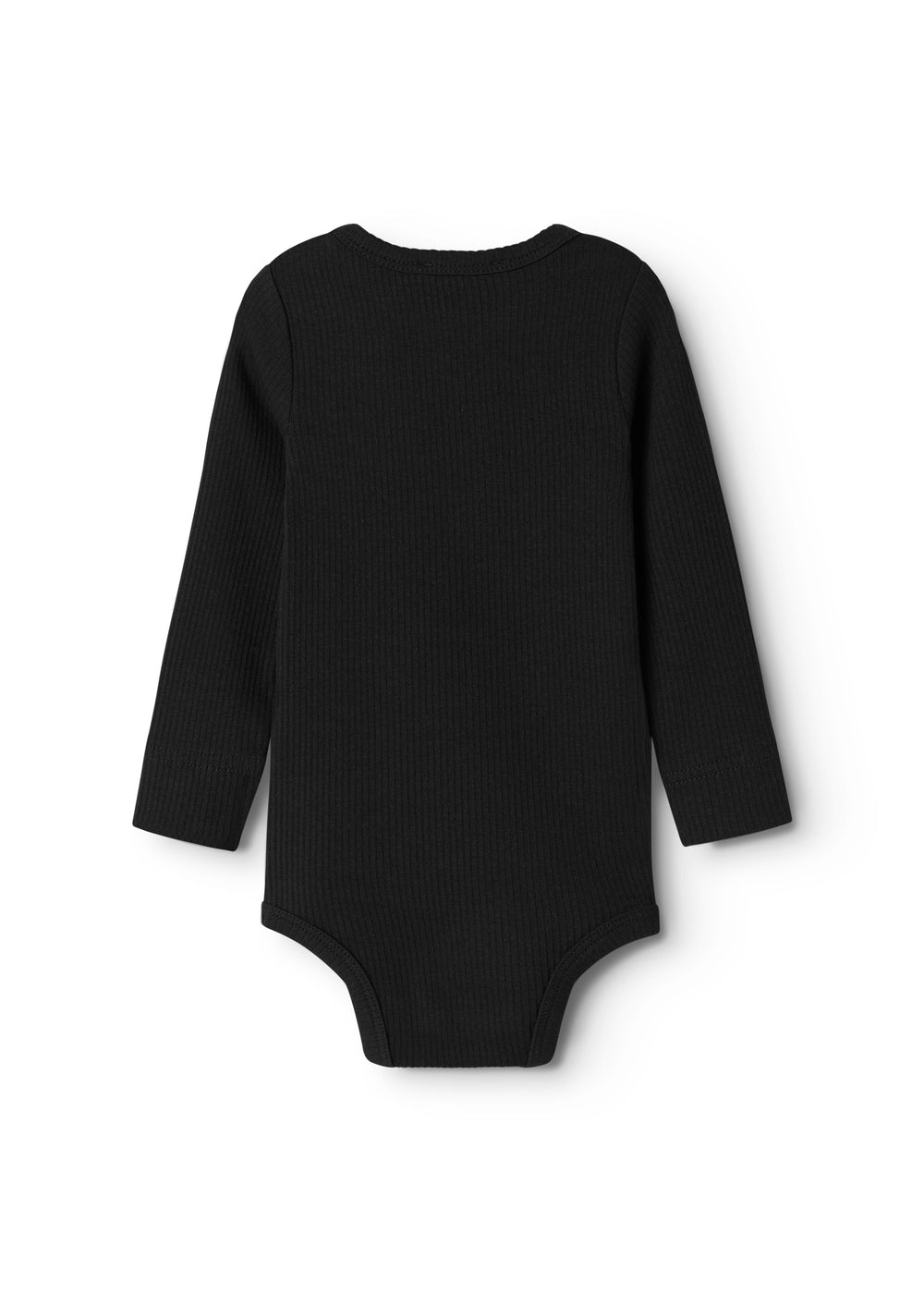 Sort langærmet bodystocking set bagfra i ribstrik