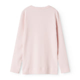 Lyserød langærmet baby-T-shirt med rund hals og ribstribet mønster