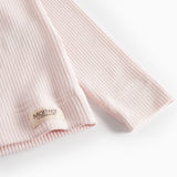 Langærmet T-shirt i lys rosa med ribbet manchet og MarMar-mærke