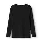 Sort langærmet T-shirt med rund hals, bagset med glat overflade.