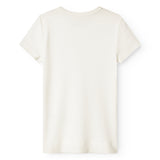 Kortærmet baby-T-shirt i hvid ribstruktur, set bagfra med rund hals