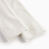 Hvide leggings med ribbet, stribet stof og smal kant ved anklen