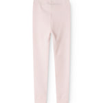 Rosa leggings med ribbet stof, lige ben og søm midt bagpå