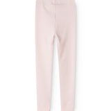 Rosa leggings med ribbet stof, lige ben og søm midt bagpå