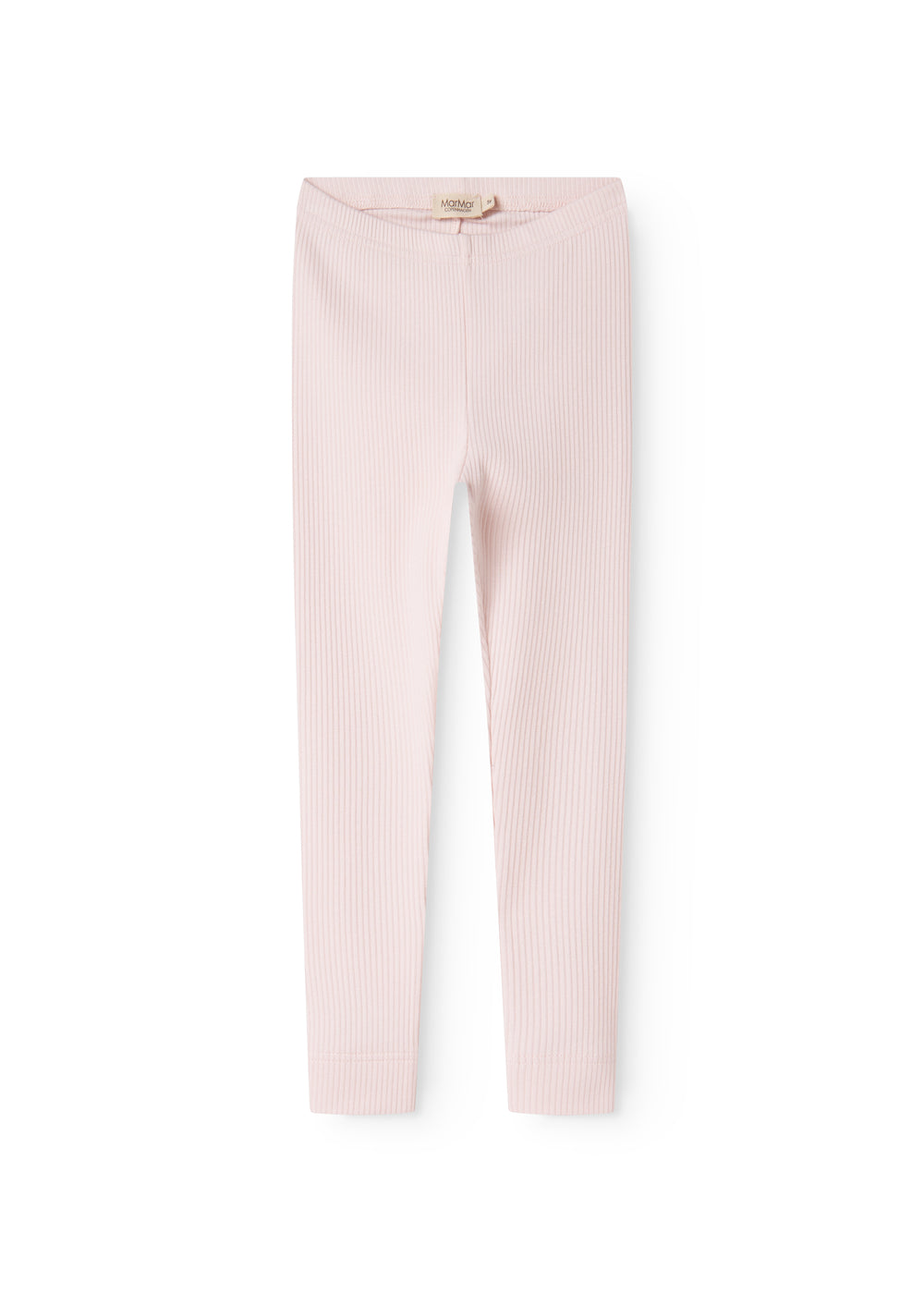 Rosa leggings med ribbet stof, lige ben og søm midt foran