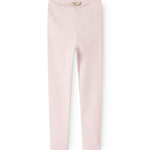 Rosa leggings med ribbet stof, lige ben og søm midt foran