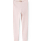 Rosa leggings med ribbet stof, lige ben og søm midt foran