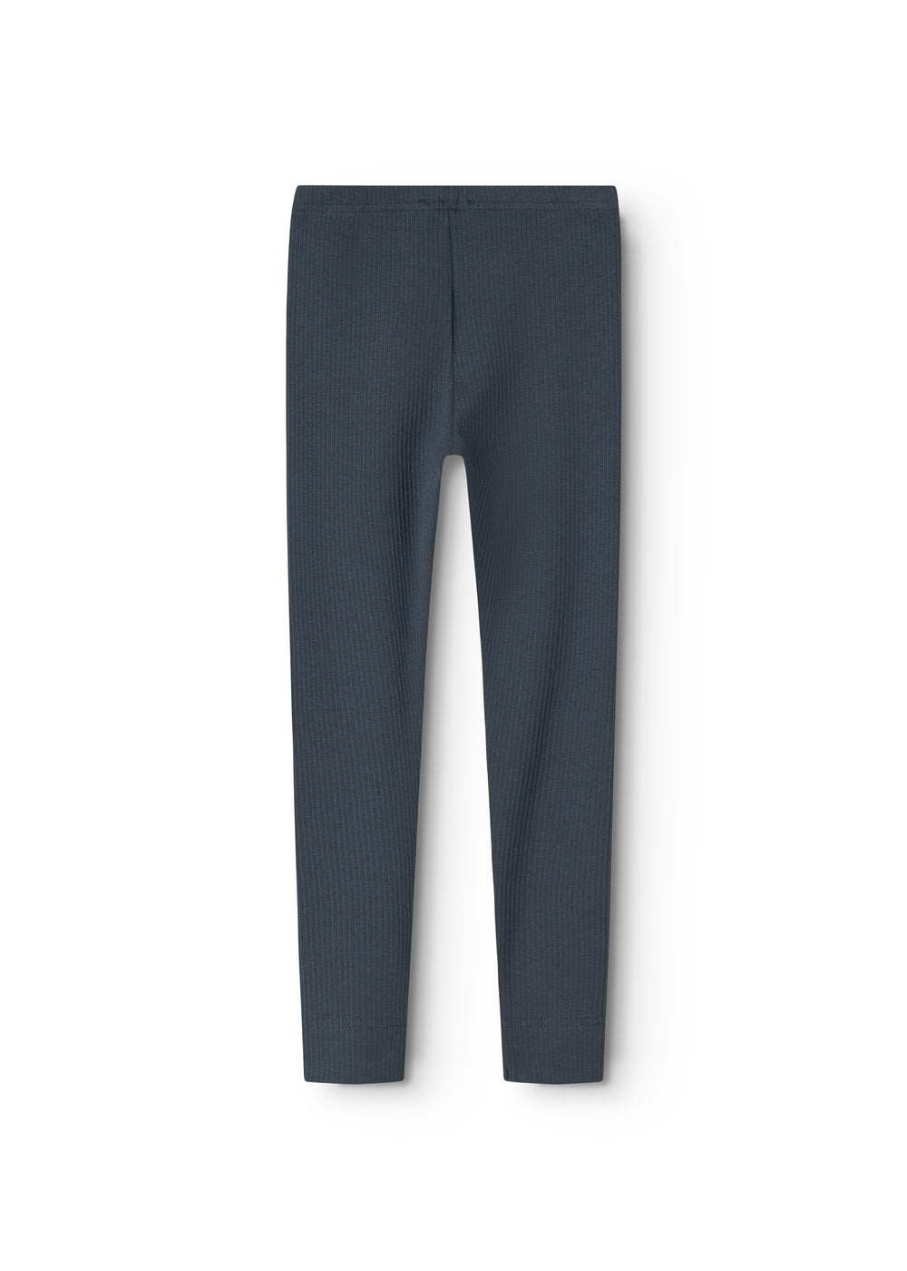 Blå børneleggings med syning ved ben og elastisk linning