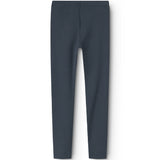Blå børneleggings med syning ved ben og elastisk linning