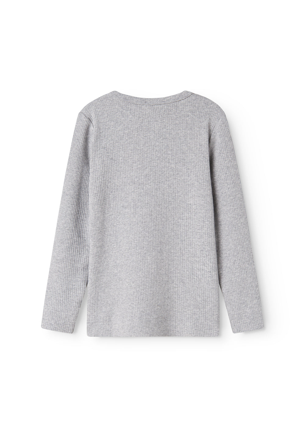 Langærmet T-shirt i lys gråmeleret farve set bagfra