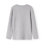 Langærmet T-shirt i lys gråmeleret farve set bagfra