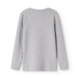 Langærmet T-shirt i lys gråmeleret farve set bagfra