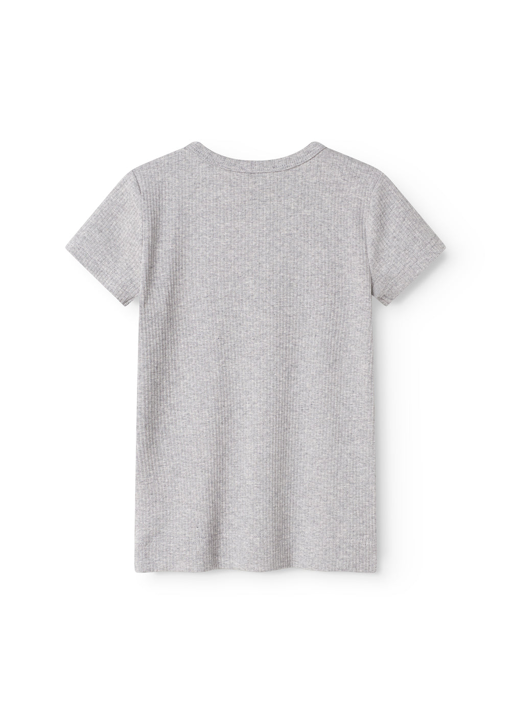 Kortærmet T-shirt i lys grå melange med rund hals og lige snit.