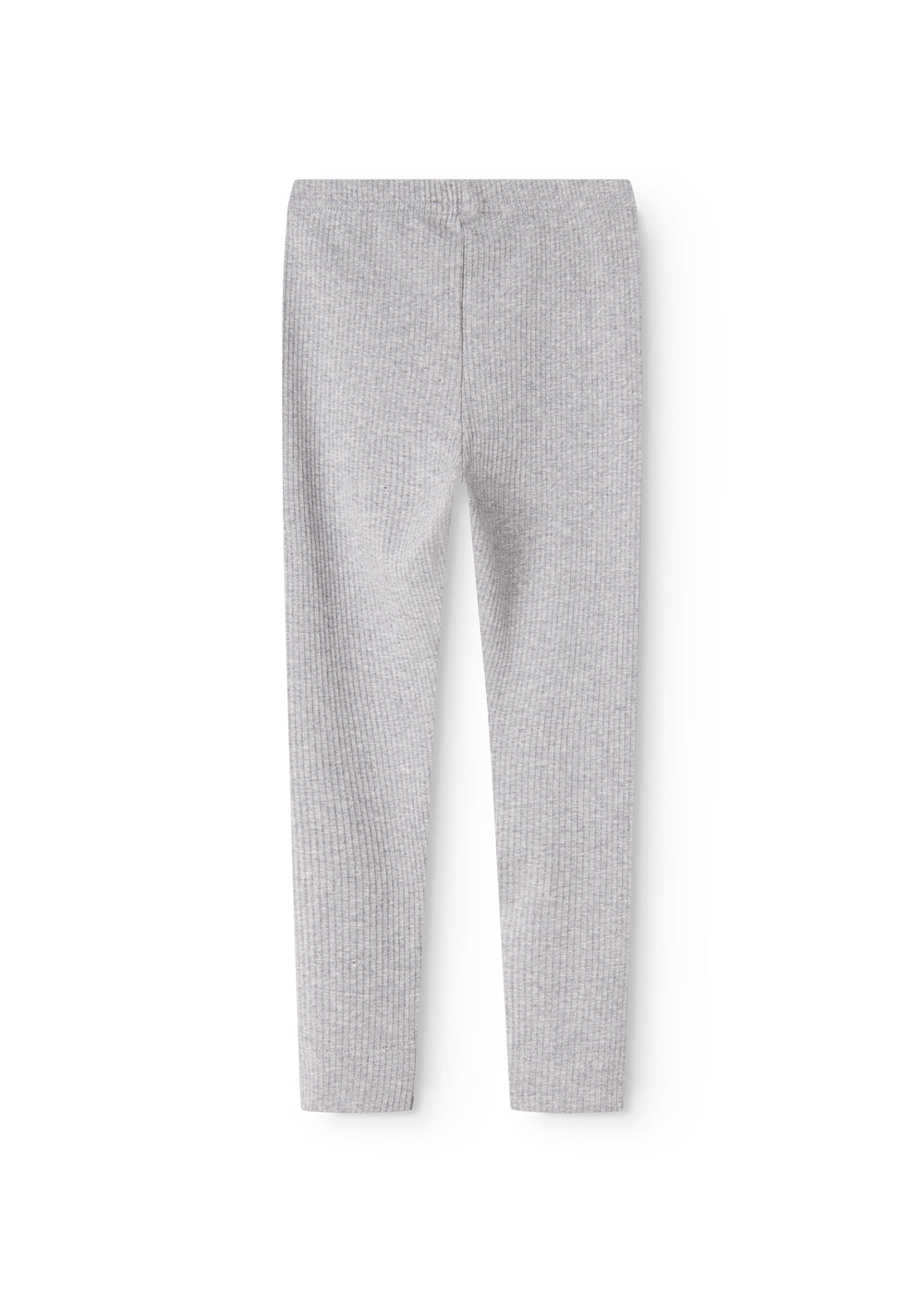 Lysegrå leggings til børn set bagfra, lange ben med ensartet meleret struktur