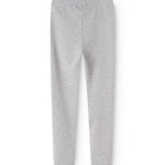 Lysegrå leggings til børn set bagfra, lange ben med ensartet meleret struktur