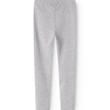 Lysegrå leggings til børn set bagfra, lange ben med ensartet meleret struktur