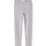 Lysegrå leggings til børn med lange, tætsiddende ben og flad skridt-søm