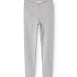 Lysegrå leggings til børn med lange, tætsiddende ben og flad skridt-søm