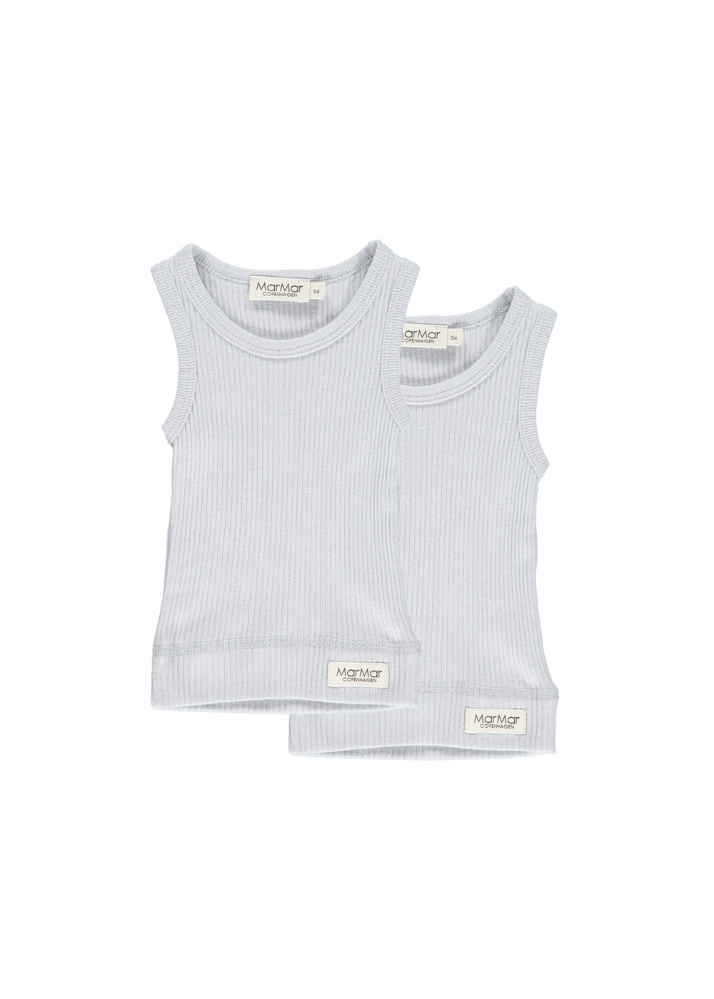 Babysinglet undertrøjer i lyseblå 2-pak, ribstrik, ærmeløs