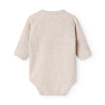 Beige kortærmet bodystocking med rund hals og hel ryg