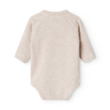 Beige kortærmet bodystocking med rund hals og hel ryg