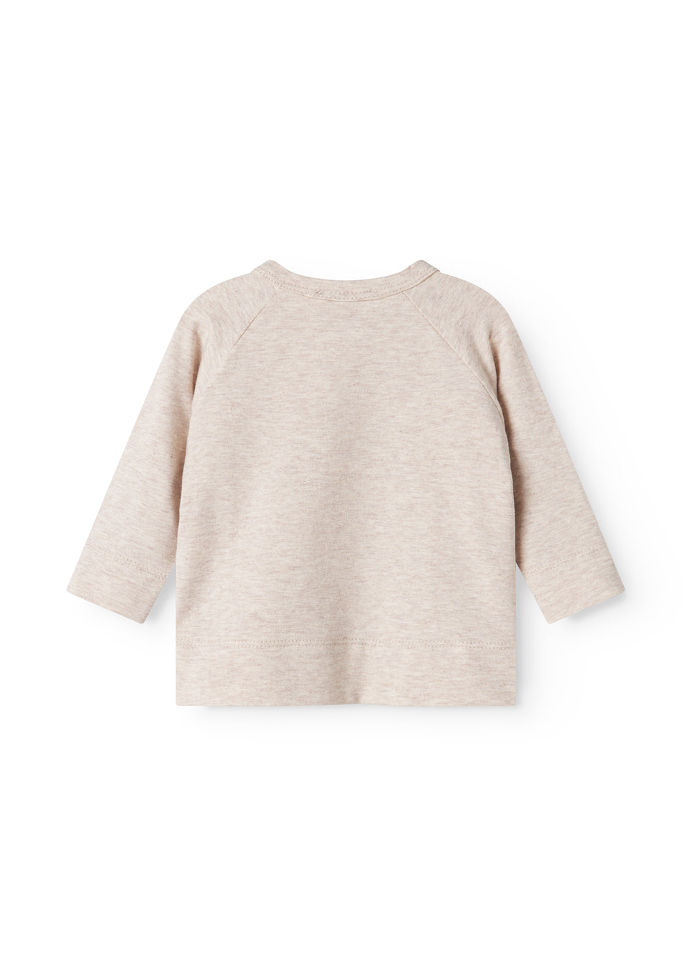 Beige meleret langærmet bluse med rund hals og ensartet forløb