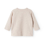 Beige meleret langærmet bluse med rund hals og ensartet forløb