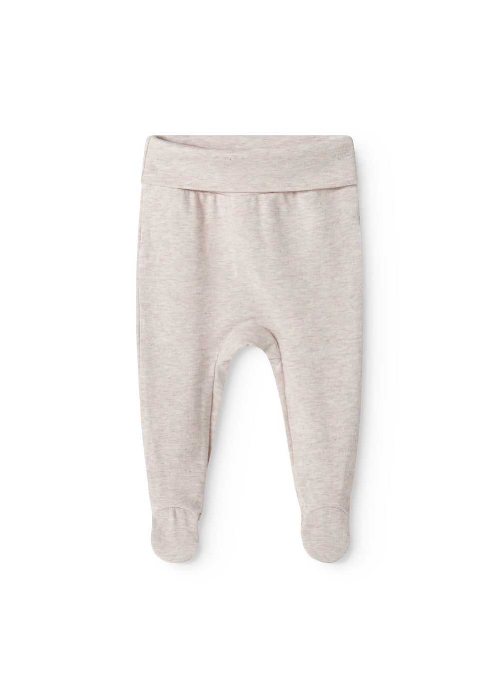 Lysebeige babysweatbukser med bred ribkant ved taljen og lange ben