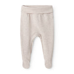 Lysebeige babysweatbukser med bred ribkant ved taljen og lange ben