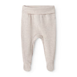 Lysebeige babysweatbukser med bred ribkant ved taljen og lange ben