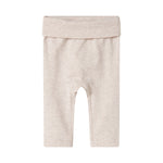 Lyse beige babybukser med elastisk linning og lange ben