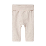 Lyse beige babybukser med elastisk linning og lange ben