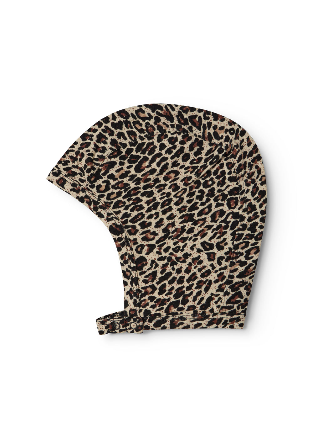 Leopardmønstret hættefor i brun og beige med elastisk kant