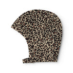 Leopardmønstret hættefor i brun og beige med elastisk kant