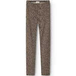 Leggings i brun leopardmønster med smal pasform og elastisk linning