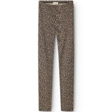Leggings i brun leopardmønster med smal pasform og elastisk linning