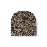 Leopardmønstret beaniehue i brun tone