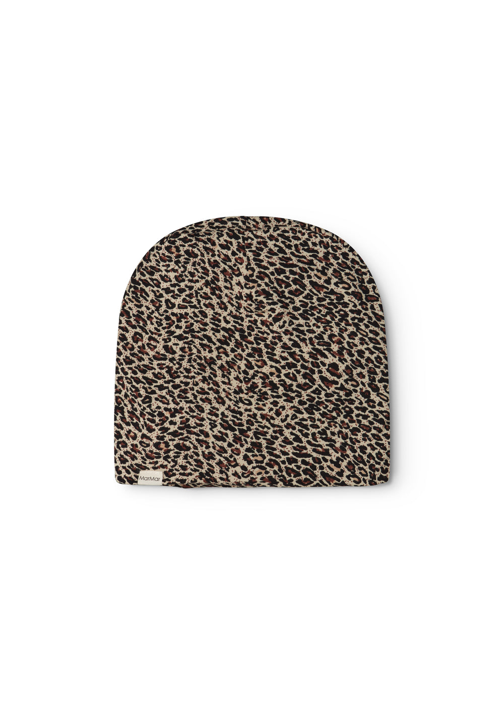 Brun leopardmønstret beaniehue med rund top