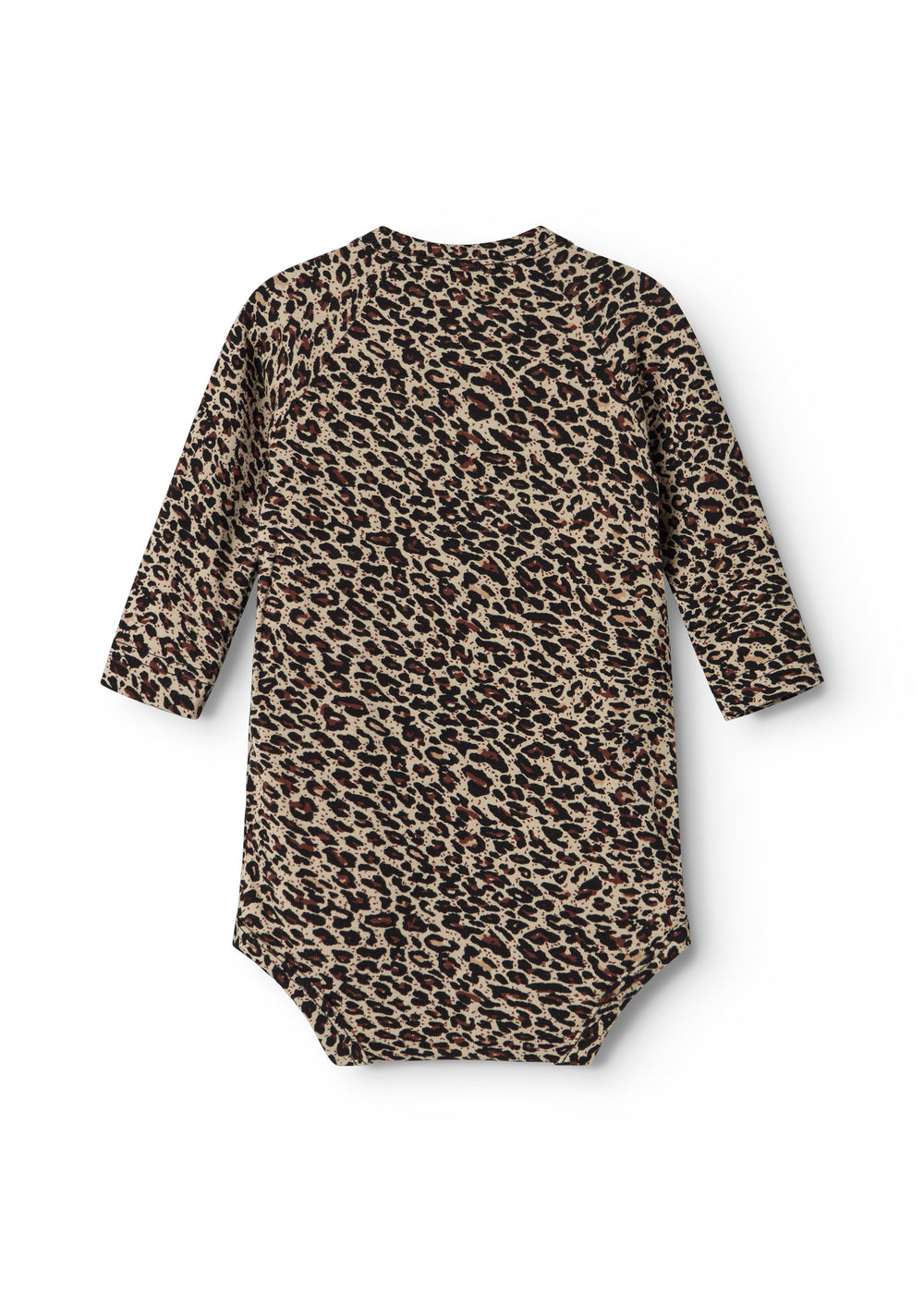Leopadmønstret bodystocking i brunt med lange ærmer og rund hals