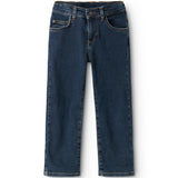 Mørke indigo jeans med lige ben, forlommer og knaplukning