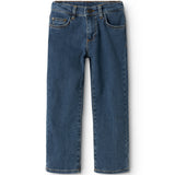 Pallas N jeans i mid indigo denim, fladtliggende med forlommer og knaplukning
