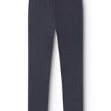 Mørkeblå leggings med elastisk linning og lige søm foran og bagpå