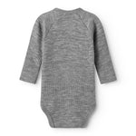 Uld rib bodystocking i grå melange med lange ærmer og rund hals