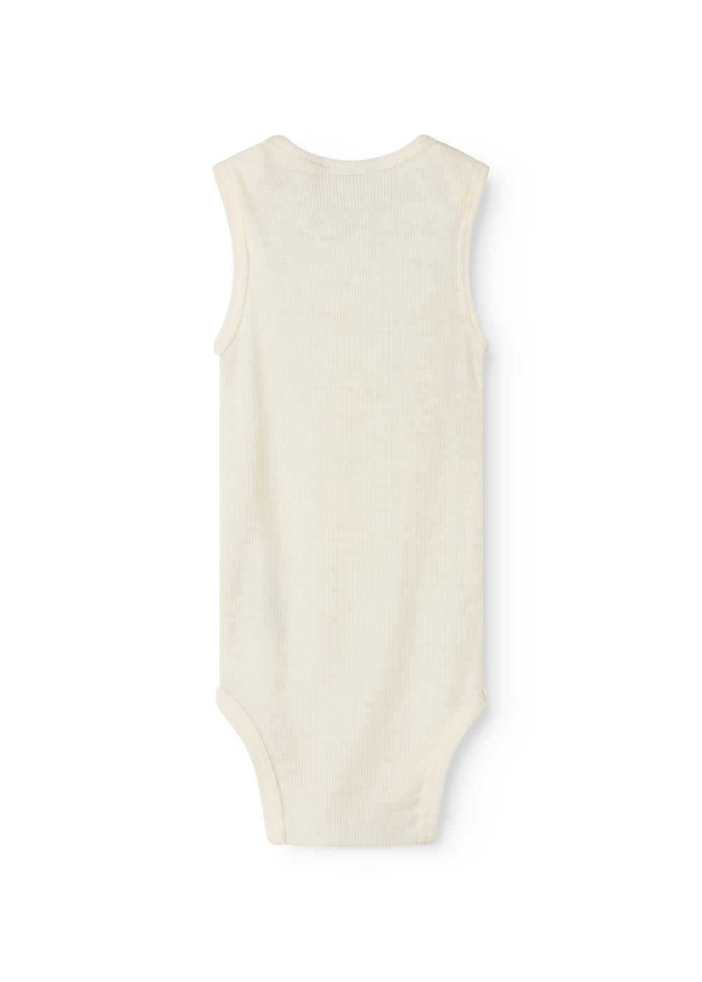 Uld rib-bodystocking i naturfarve uden ærmer, ens ryg uden synligt print