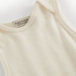 Uld rib-bodystocking i naturfarve med rund hals og MarMar Copenhagen-logo