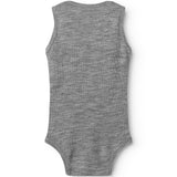 Uld rib-bodystocking i grå melange, ærmeløs, set bagpå