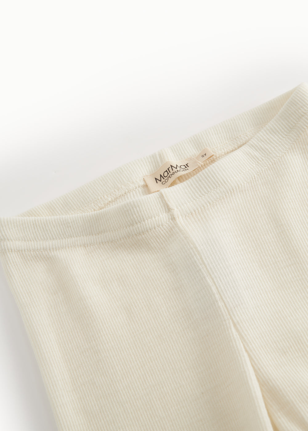 Naturfarvede uld-rib leggings med elastisk taljebånd og mærkelabel