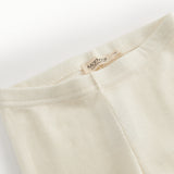 Naturfarvede uld-rib leggings med elastisk taljebånd og mærkelabel