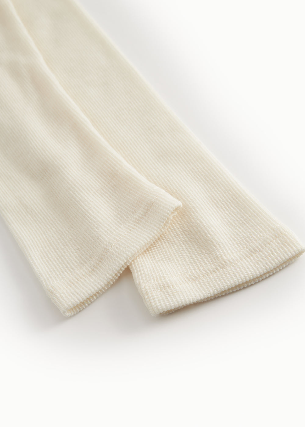 Uldrib leggings i natur med tætsiddende ben og ribbet manchet ved anklen