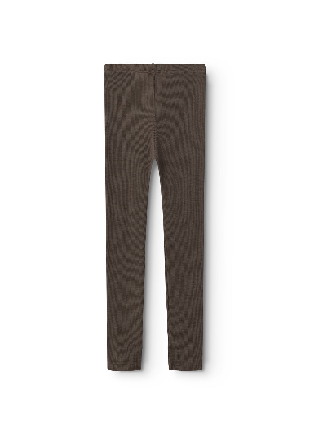 Uld rib leggings Terre i mørk brun, bagudsyn med lige ben